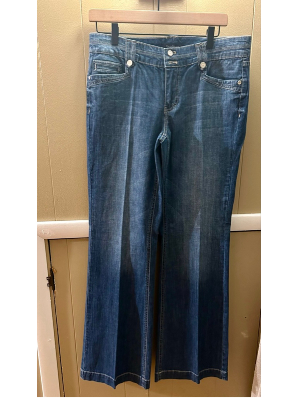 White House Black Market Wide Leg Women's Denim Jeans Blanc Size 10
